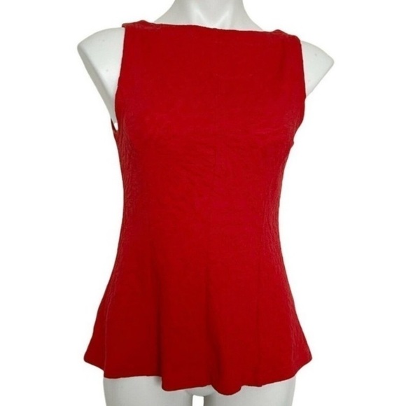 𝅺ANTHROPOLOGIE Peplum Red tank Top blouse XSmall sleeveless spandex - Picture 1 of 10